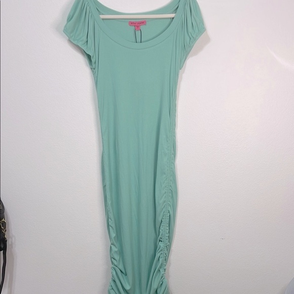 Betsey Johnson Dresses & Skirts - Betsey Johnson Mint Green Ruched Bodycon Maxi Dress NWT